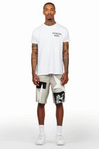 Akos White T-Shirt/Denim Short Set