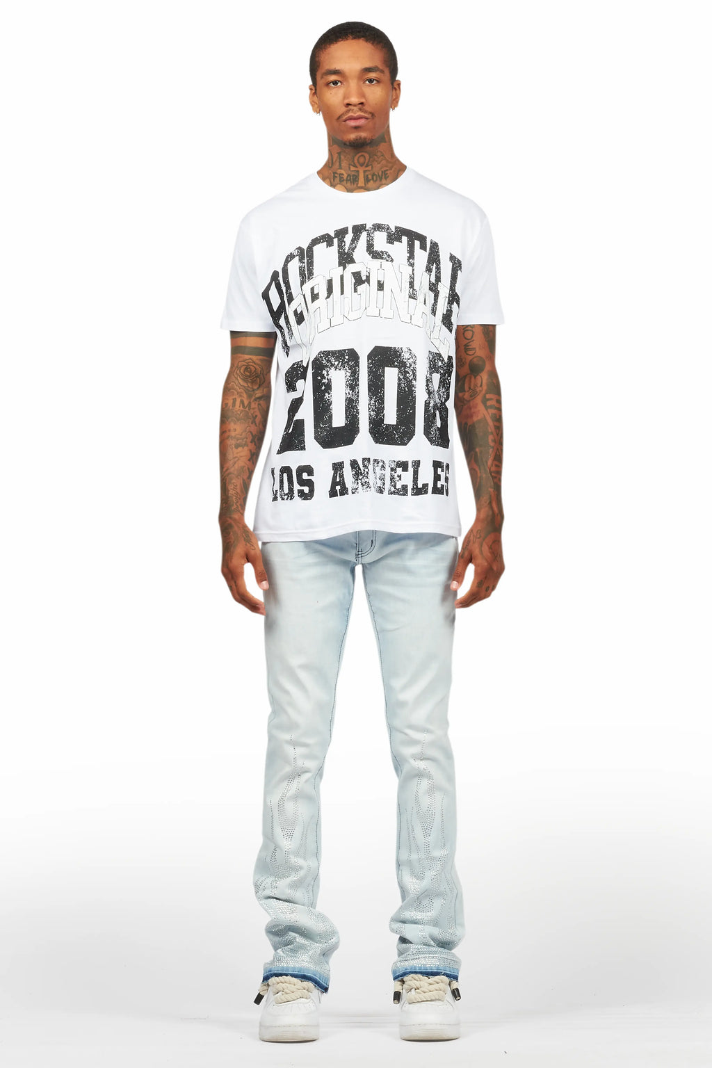 Samba Blue Rhinestone Stacked Flare Jean