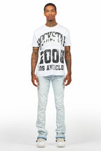 Samba Blue Rhinestone Stacked Flare Jean