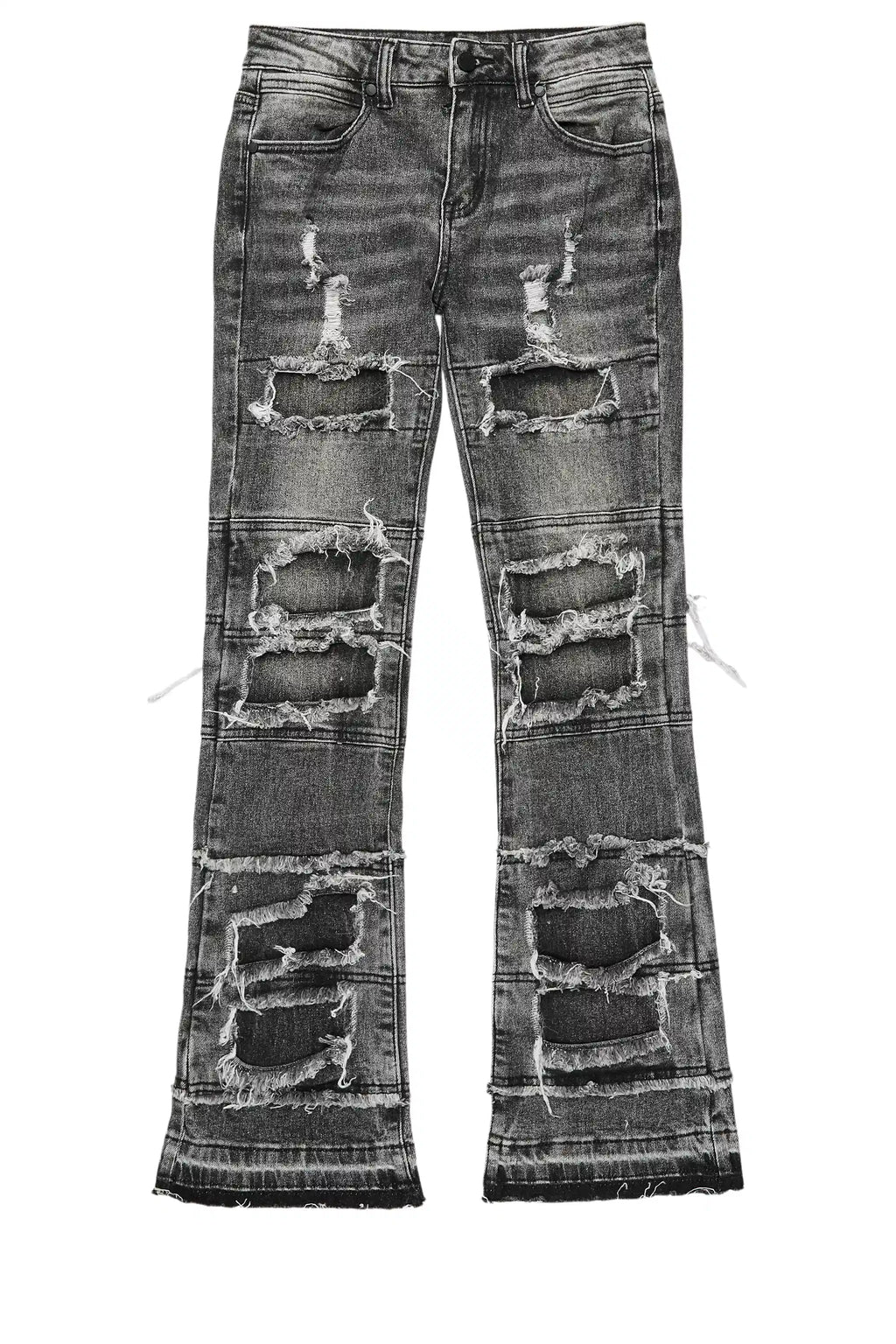 Boys Vasco Grey Stacked Flare Jean
