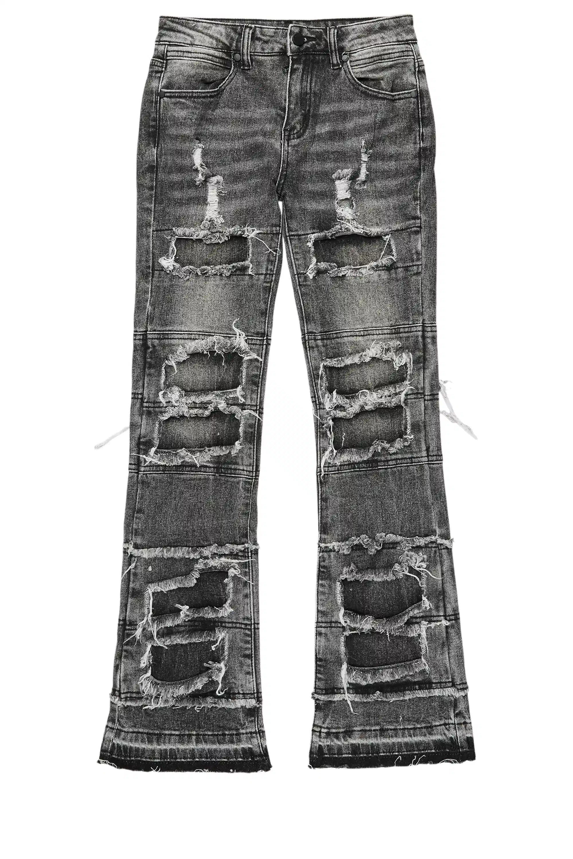 Boys Vasco Grey Stacked Flare Jean