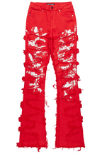 Kristen Red Painted Stacked Jean