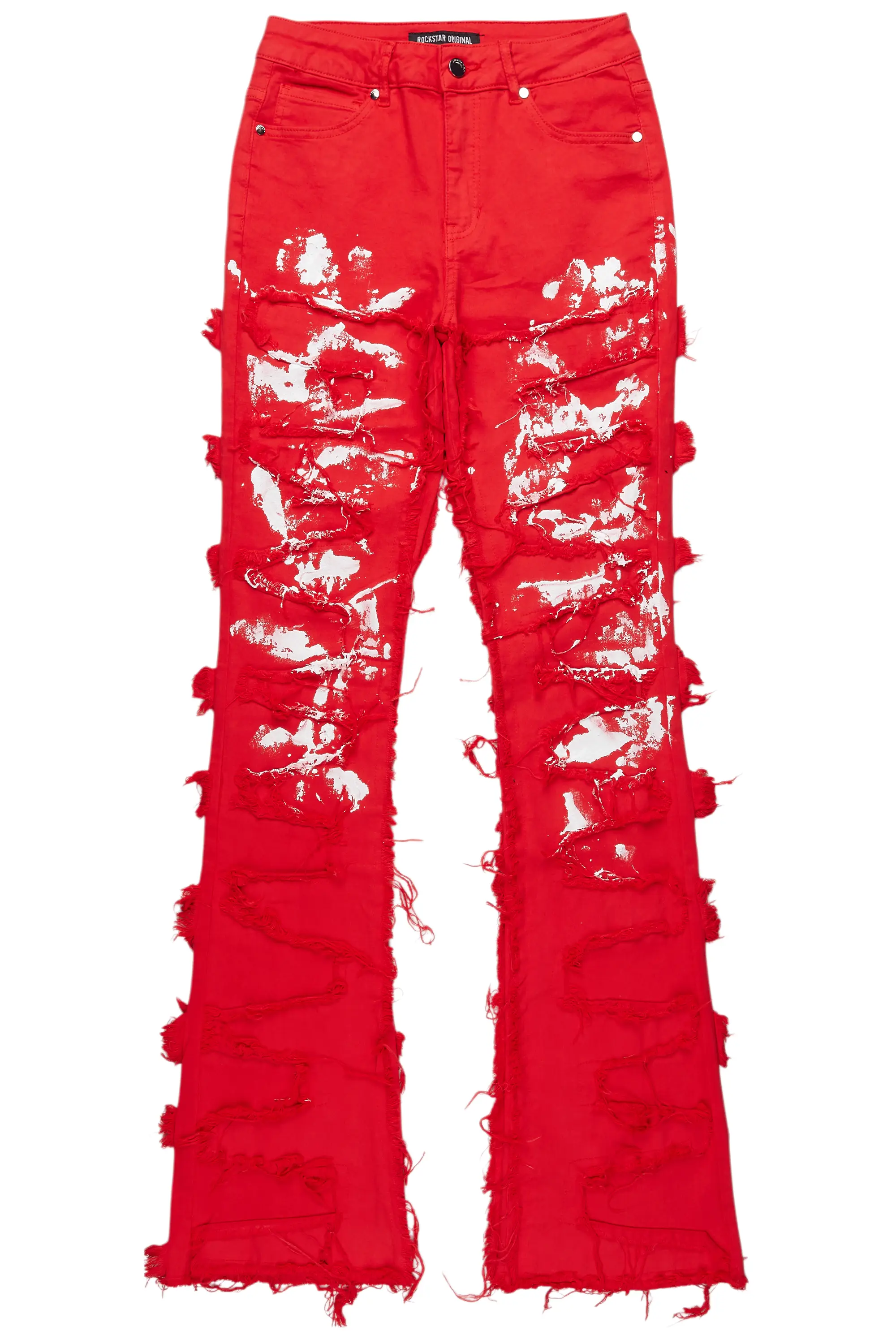 Kristen Red Painted Stacked Jean