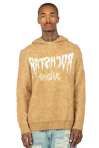 Andros Reflected Beige Graphic Knitted Mohair Hoodie