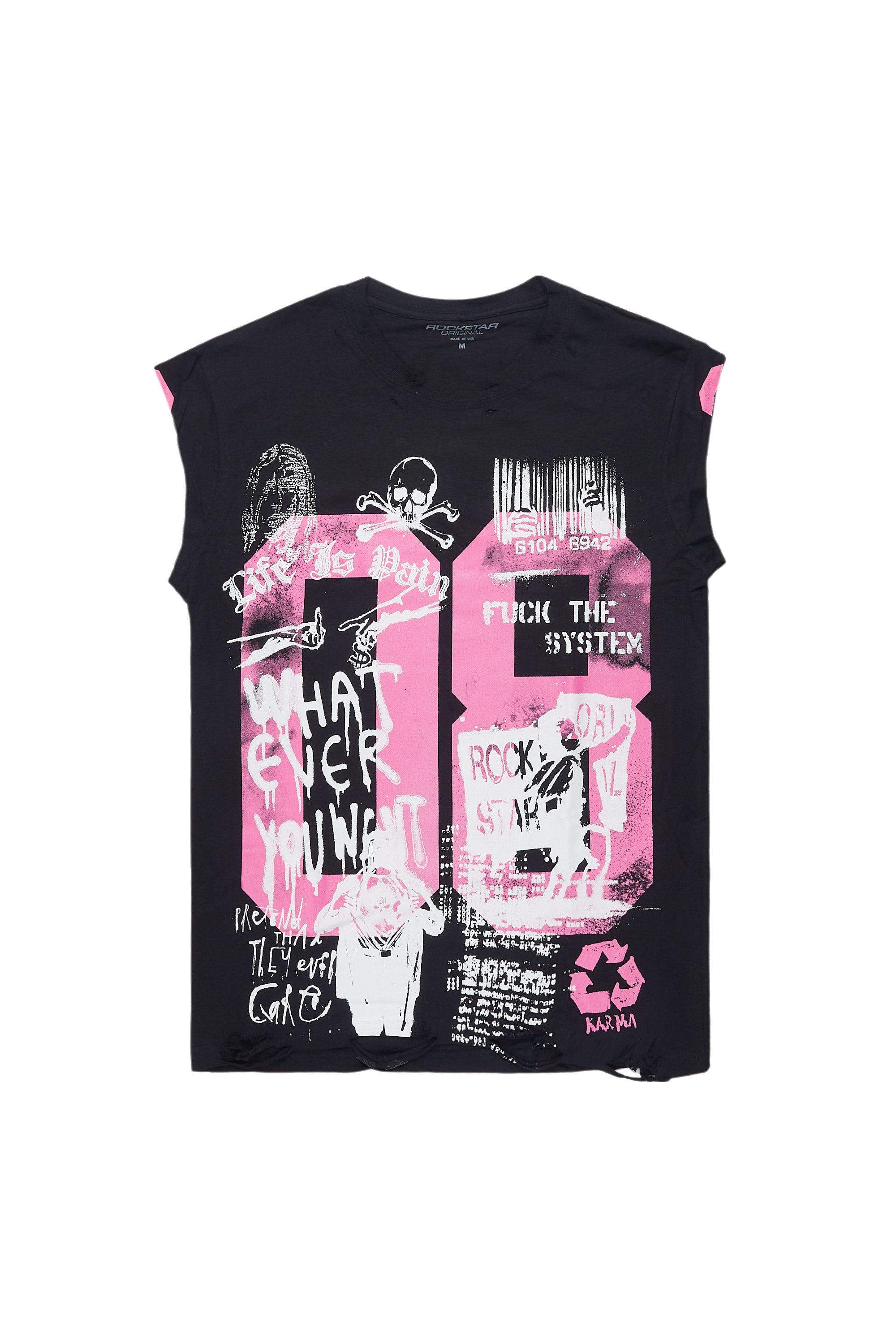 Grill Black/Pink Graphic Muscle T-Shirt