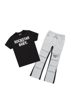 Boys Antoon Heather Grey T-Shirt Stacked Flare Set