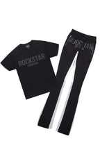 Sana Black T-Shirt/Stacked Track Pant Set
