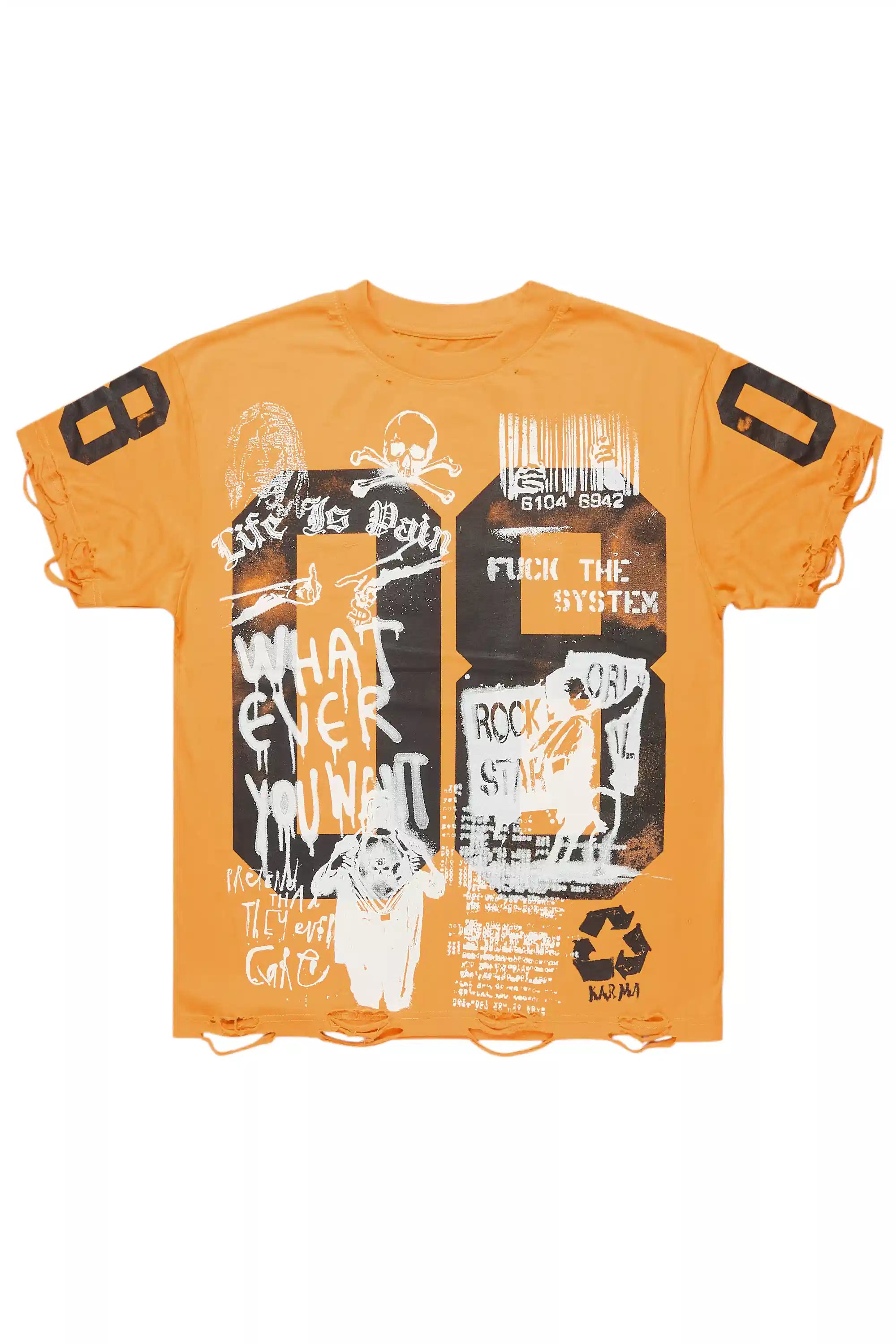 Grill Orange Graphic Oversized T-Shirt