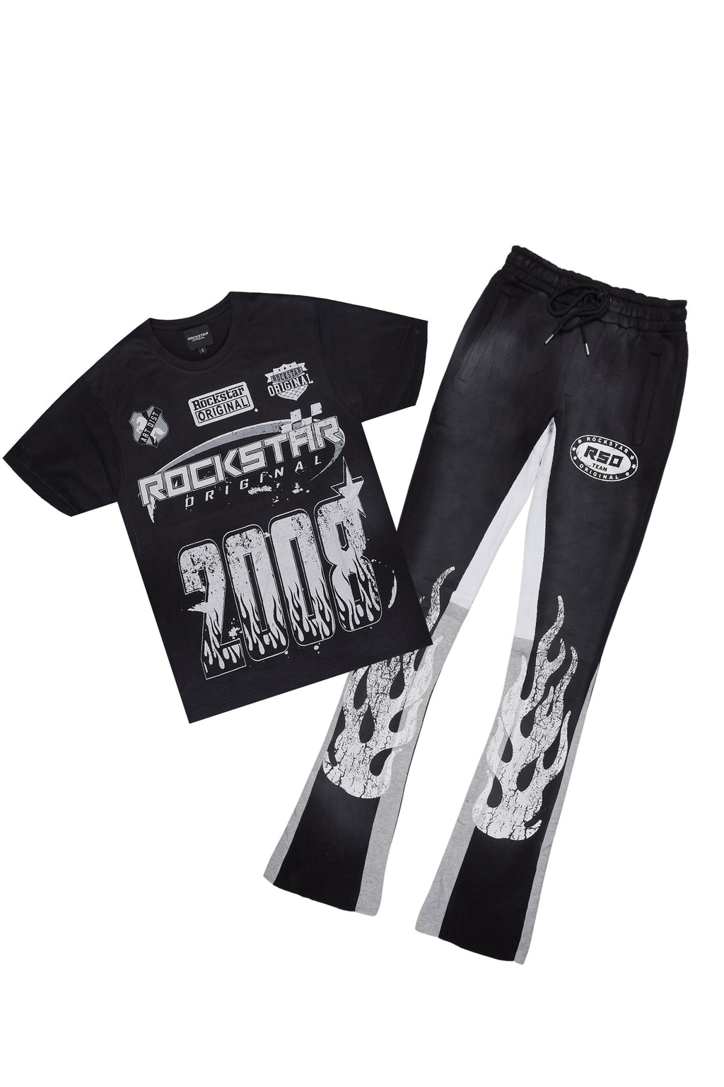 Amos Black T-Shirt/Stacked Flare Track Set
