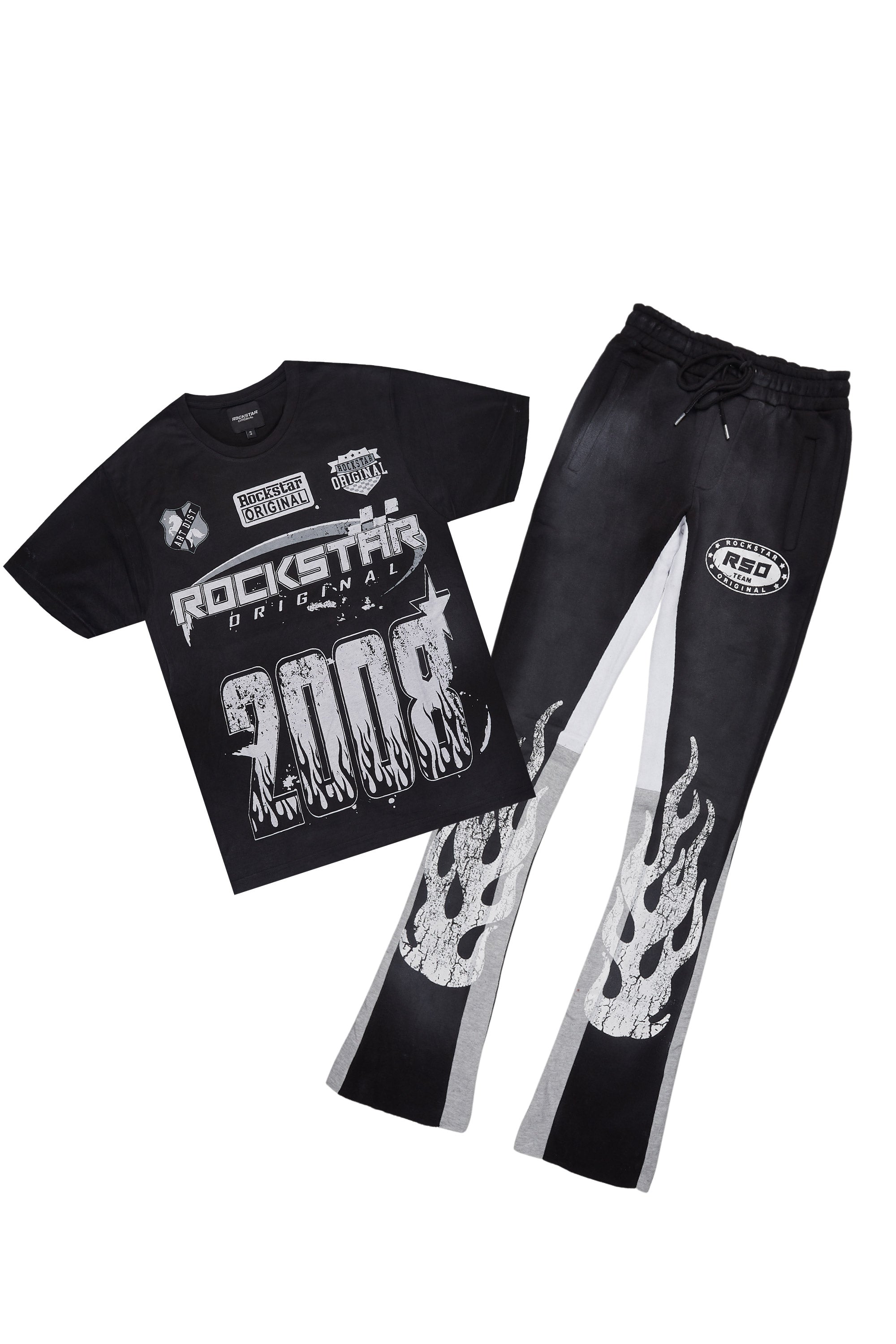 Amos Black T-Shirt/Stacked Flare Track Set
