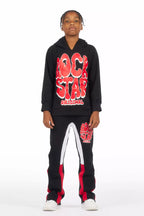 Boys Warblen Black/Red Stacked Flare Track Set