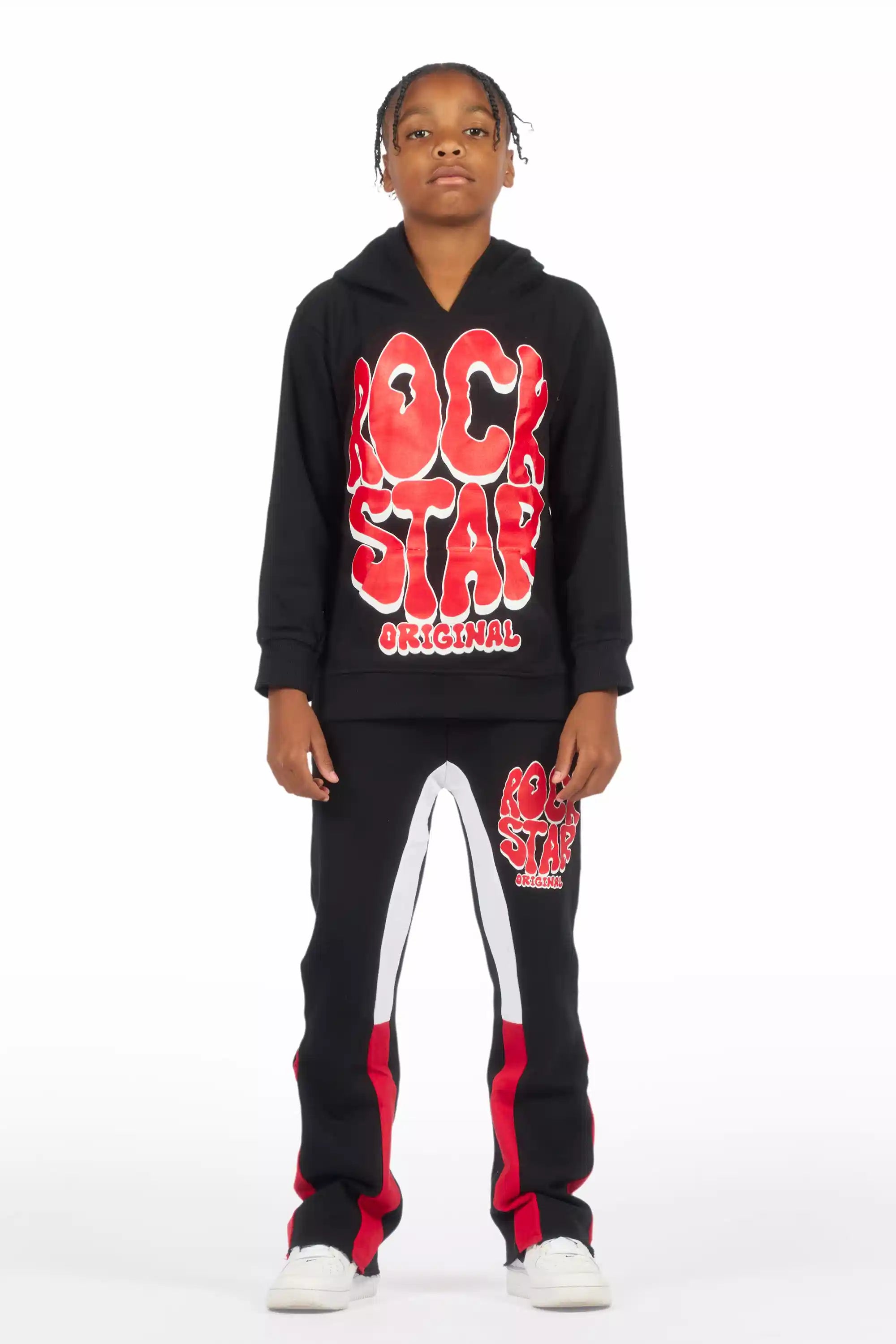 Boys Warblen Black/Red Stacked Flare Track Set