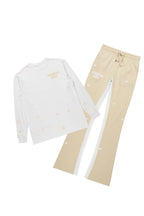 Raffer White/Beige Long Sleeve T-Shirt/Baggy Pant Set