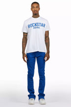 Sana White/Royal T-Shirt/Dag Stacked Flare Jean Set