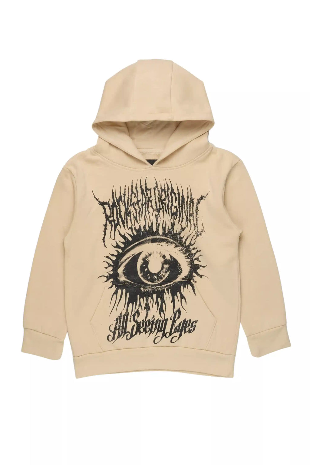 Boys All Seeing Eyes Beige/Black Graphic Hoodie