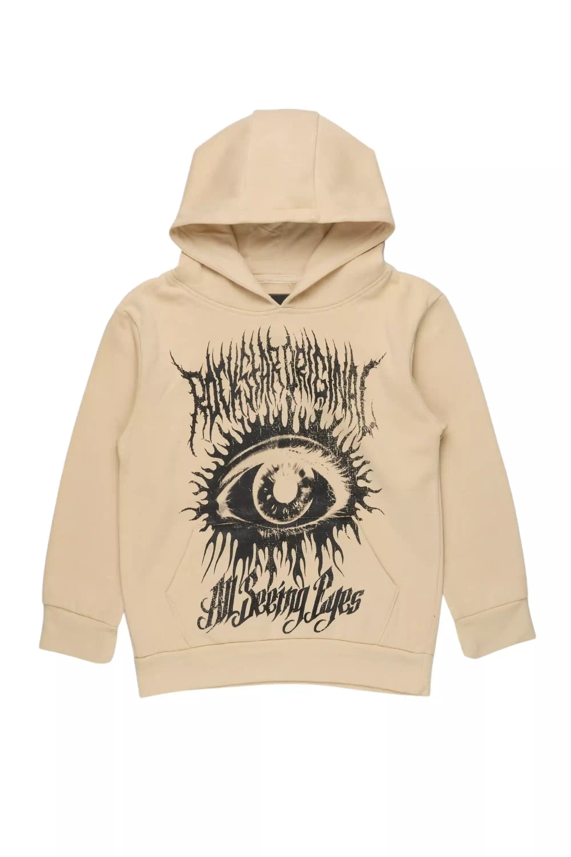 Boys All Seeing Eyes Beige/Black Graphic Hoodie