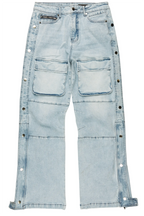 Yuri Blue Stacked Cargo Flare Jean