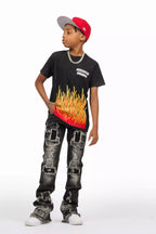 Boys Roeland Black/Red Graphic T-Shirt