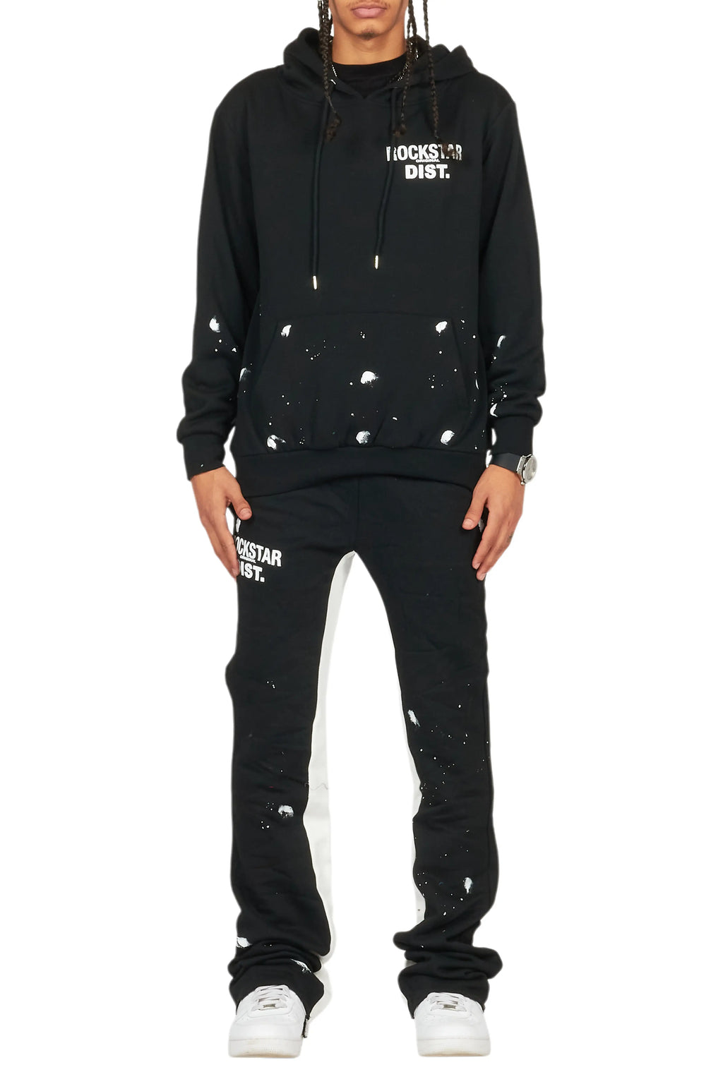 Raffer Black/White Hoodie Baggy Fit Pant Track Set