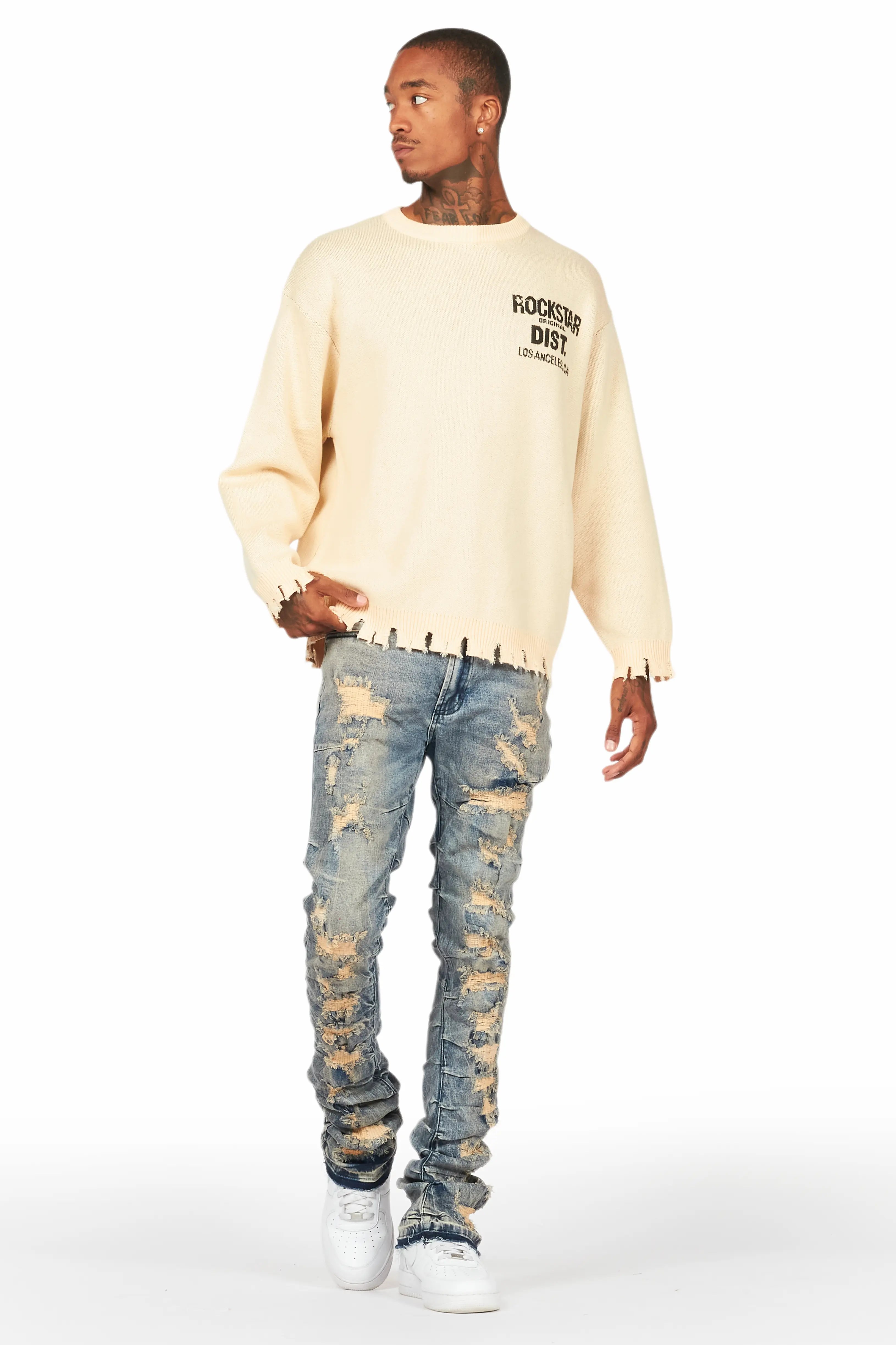 Mercol Blue Stacked Flare Jean