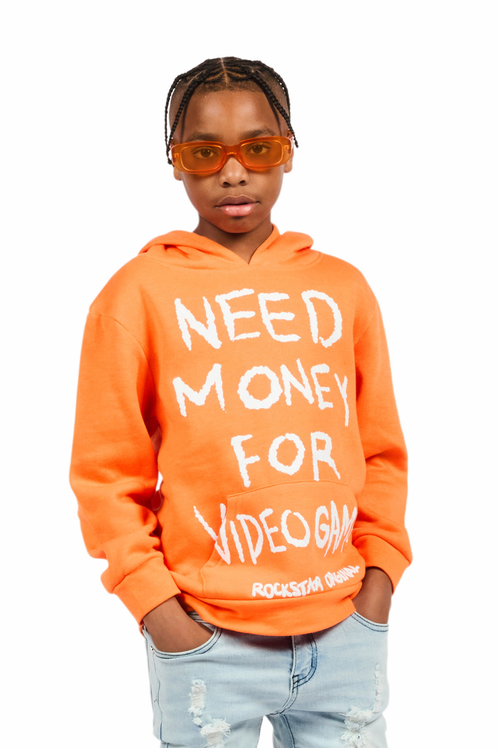 Boys M4 Video Games Orange/White Graphic Hoodie