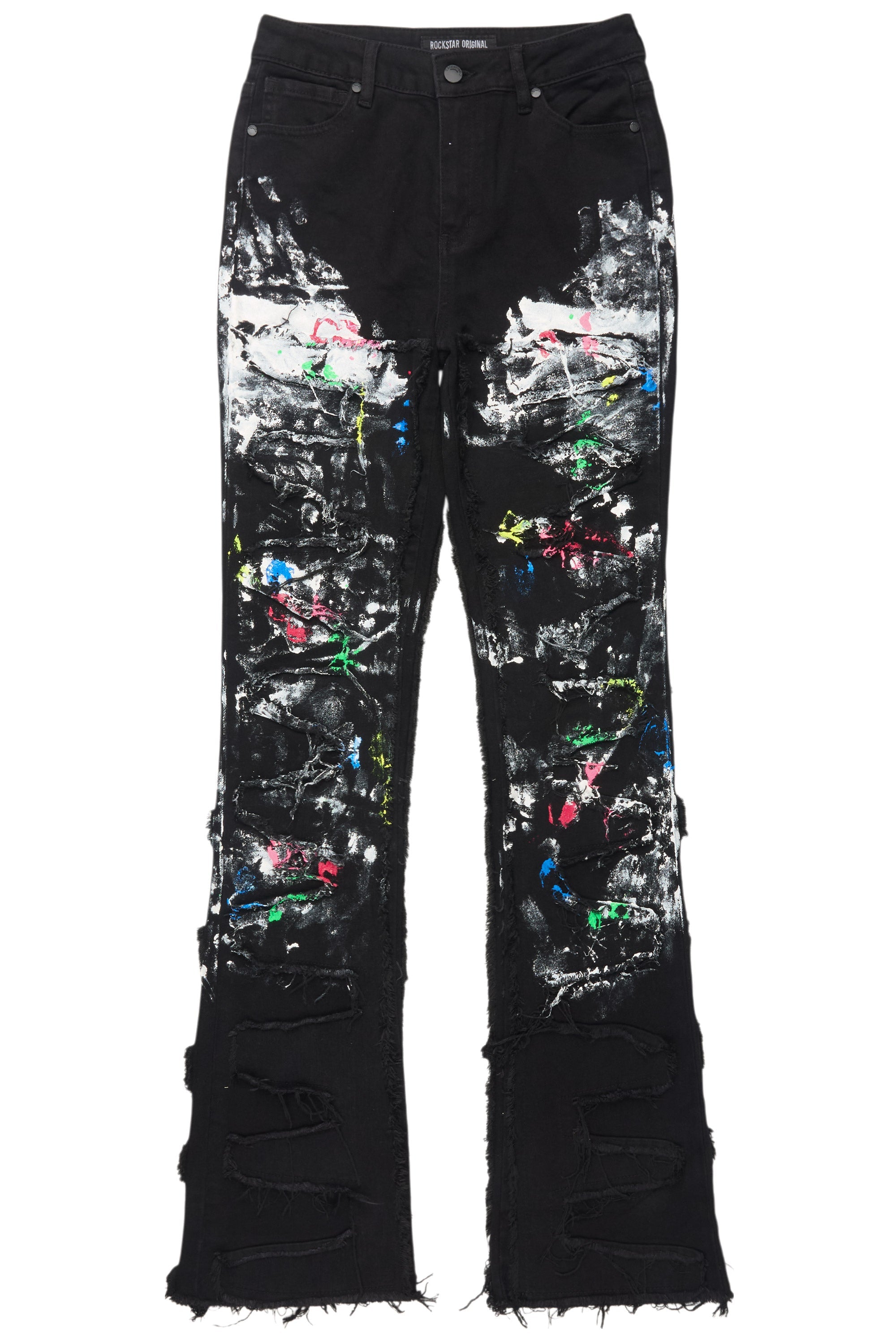 Raeshell Black Painted Stacked Jean