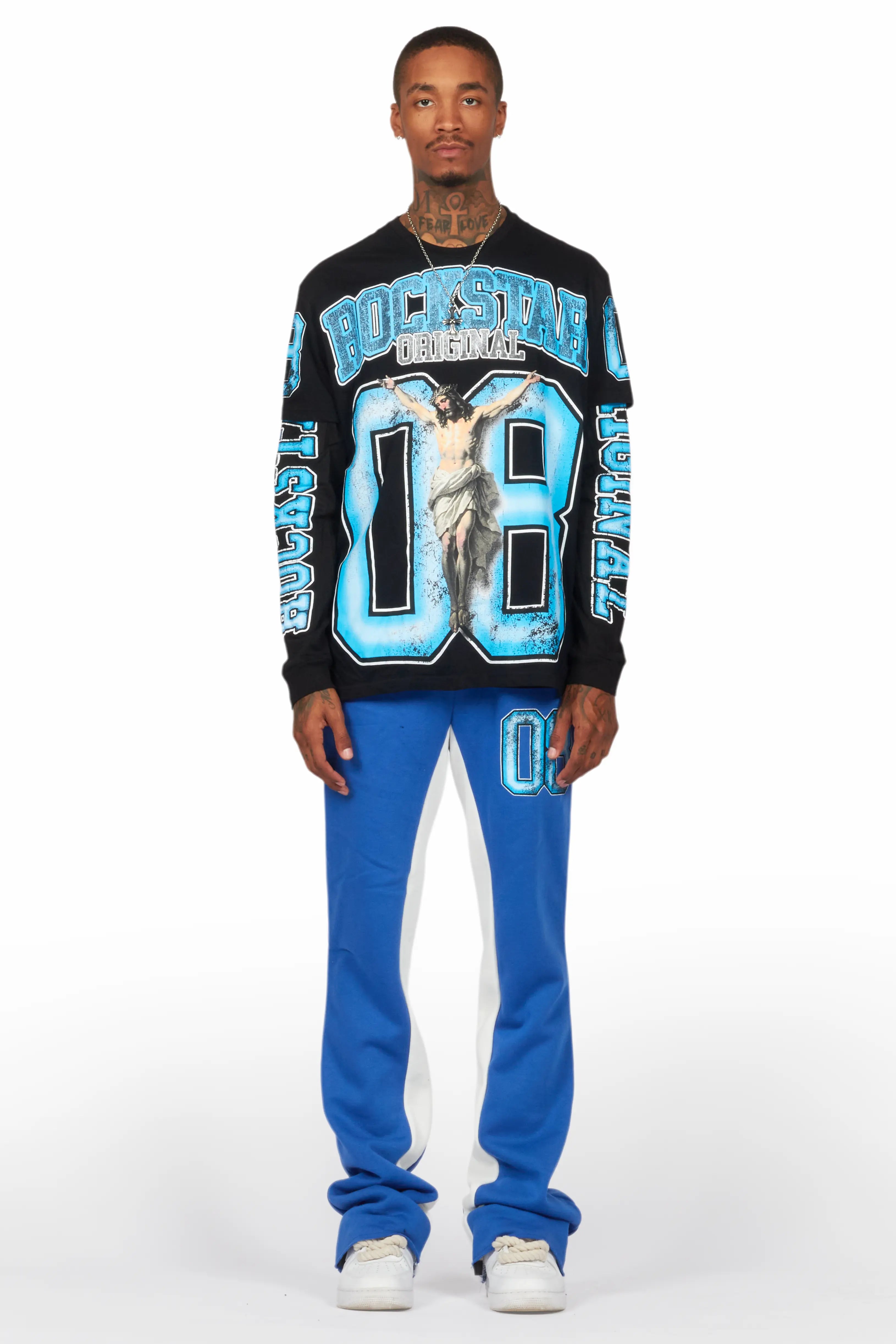 Fields Black/Royal Double Layer T-Shirt/Baggy Pant Set