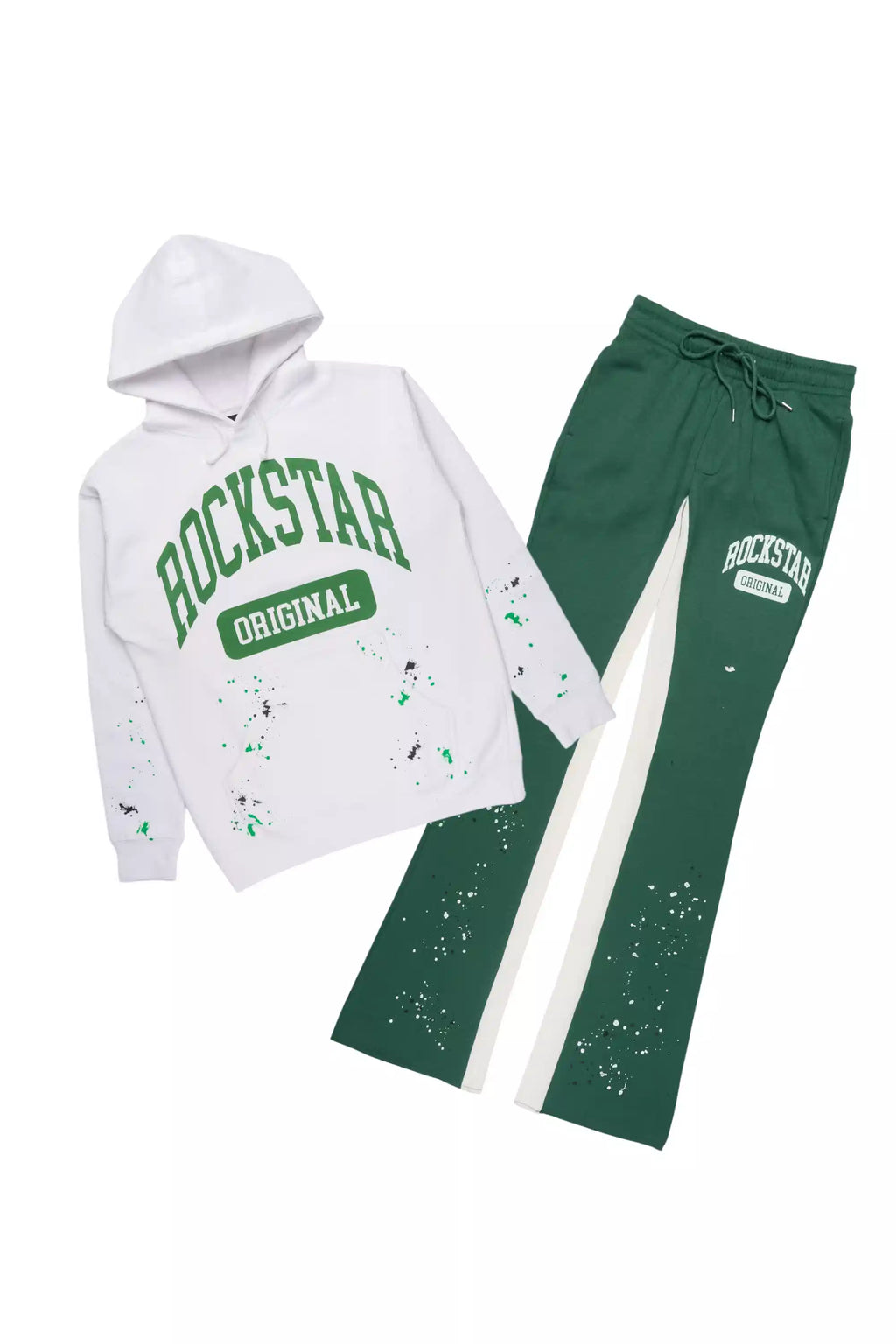 Rainer White/Green Hoodie/Stacked Track Set
