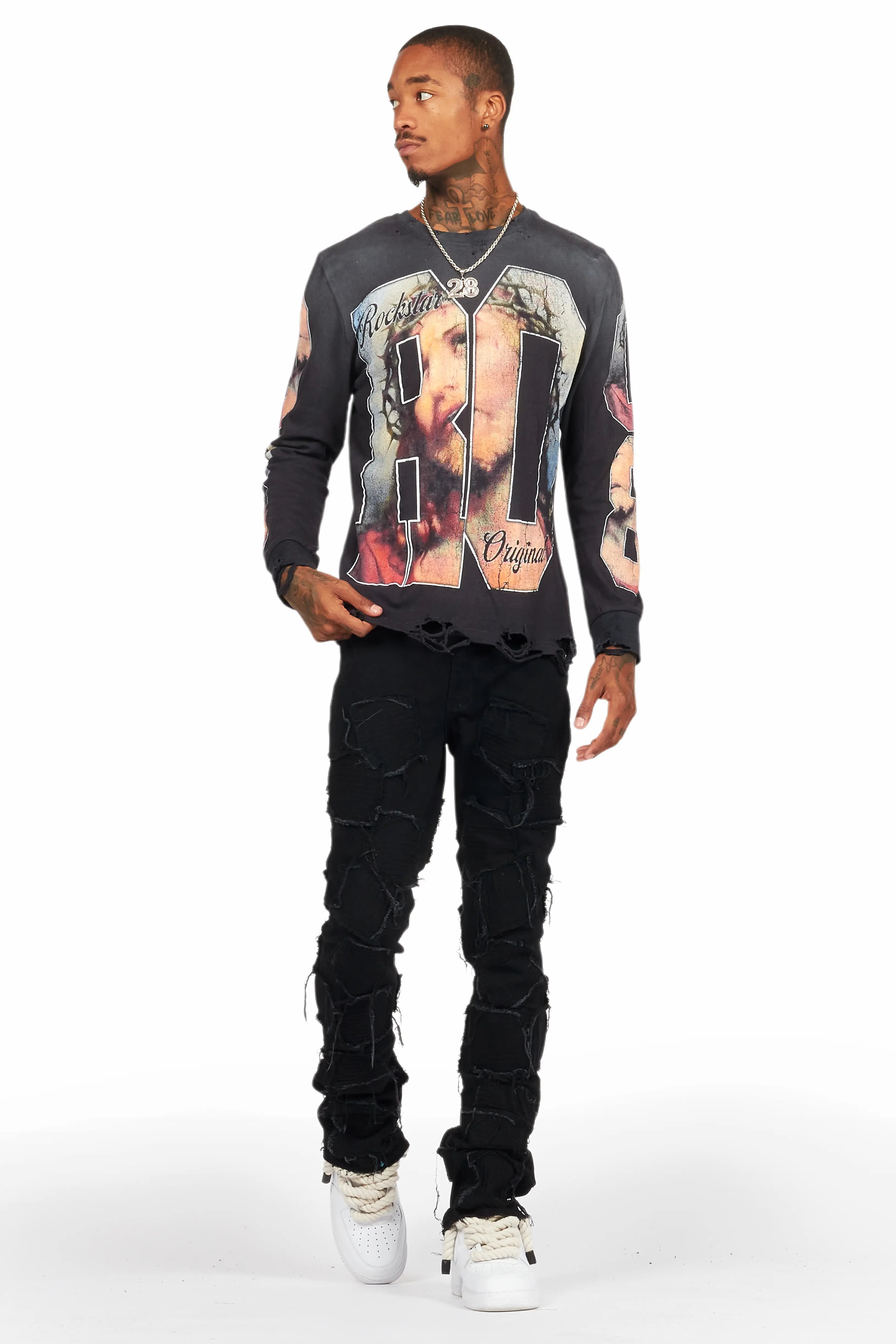 Lainer Black Long Sleeve Graphic T-Shirt