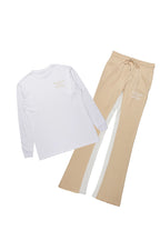 Briggs White/Beige Long Sleeve T-Shirt/Baggy Pant Set