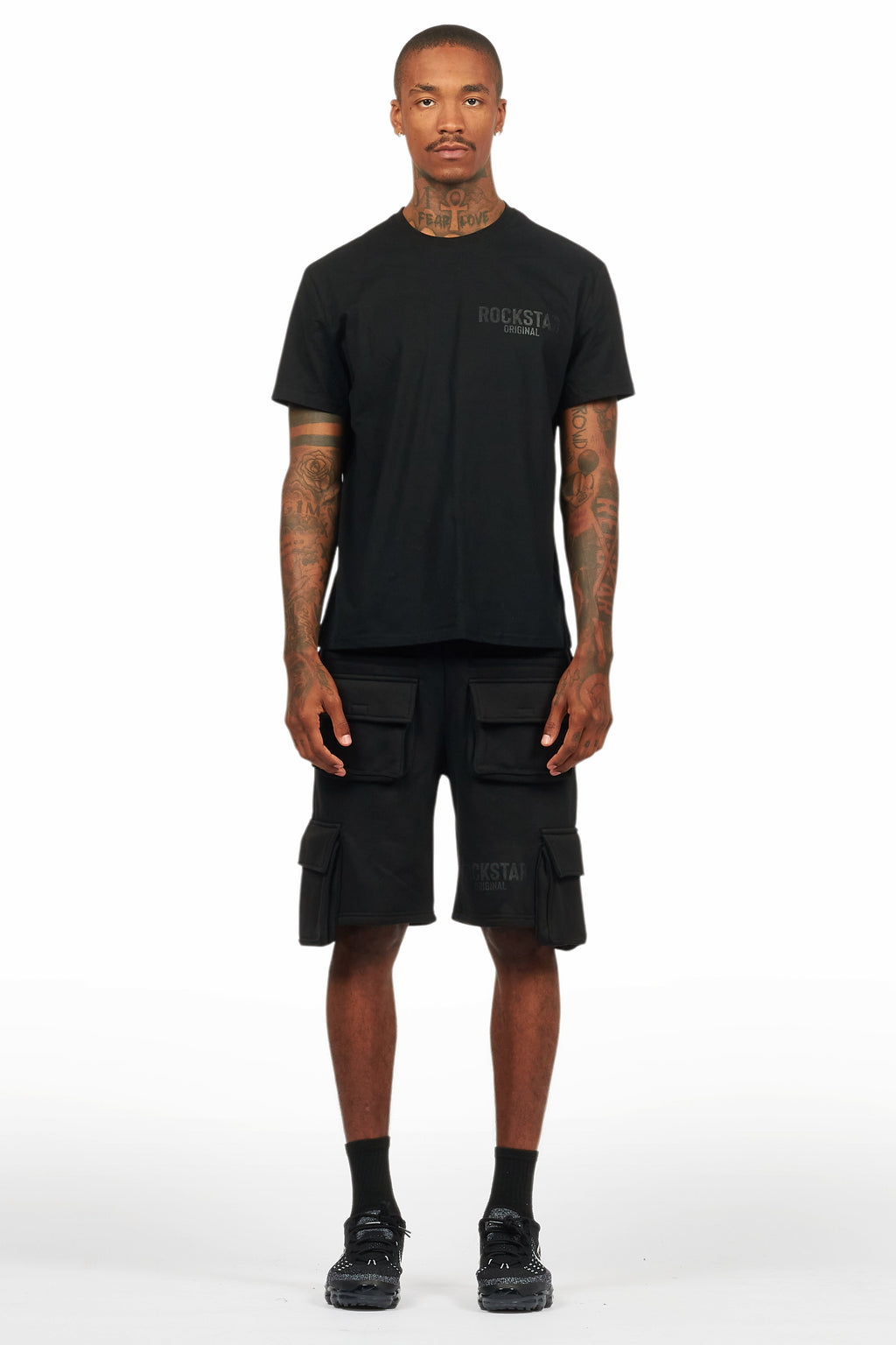 Sana Black/Black T-Shirt Cargo Shorts Set