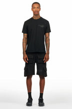 Sana Black/Black T-Shirt Cargo Shorts Set