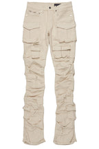Gentry Light Beige Stacked Flare Jean
