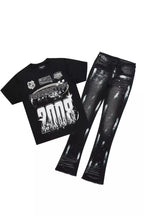 Amos Black T-Shirt/Painted Stacked Flare Jean