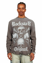 Skulls Charcoal Long Sleeve Graphic T-Shirt
