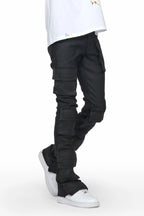 Zander Black Stacked Flare Cargo Jean