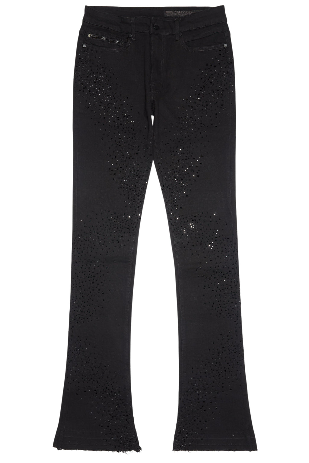 Carti Black Rhinestone Stacked Flare Jean