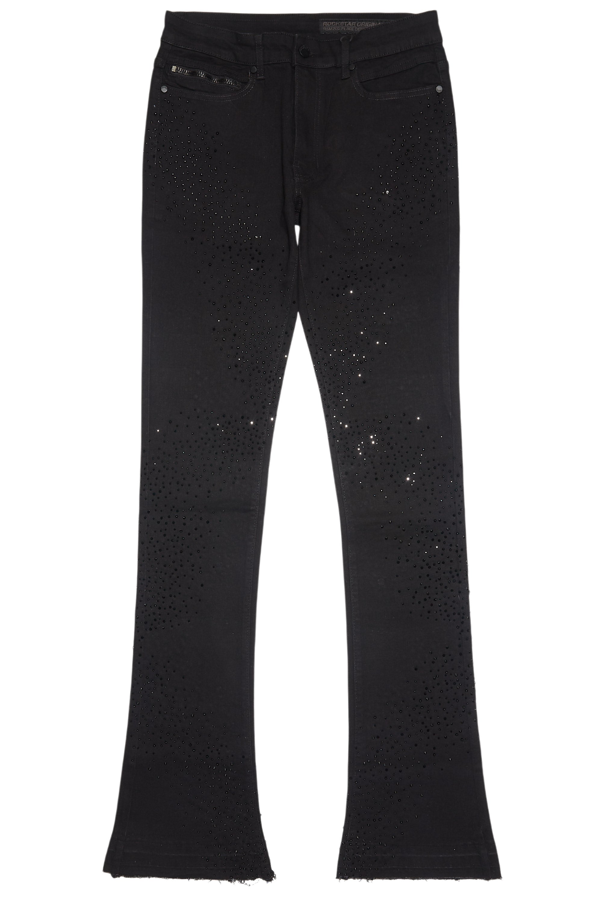 Carti Black Rhinestone Stacked Flare Jean
