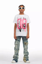Boys Zeta Blue Stacked Flare Jean