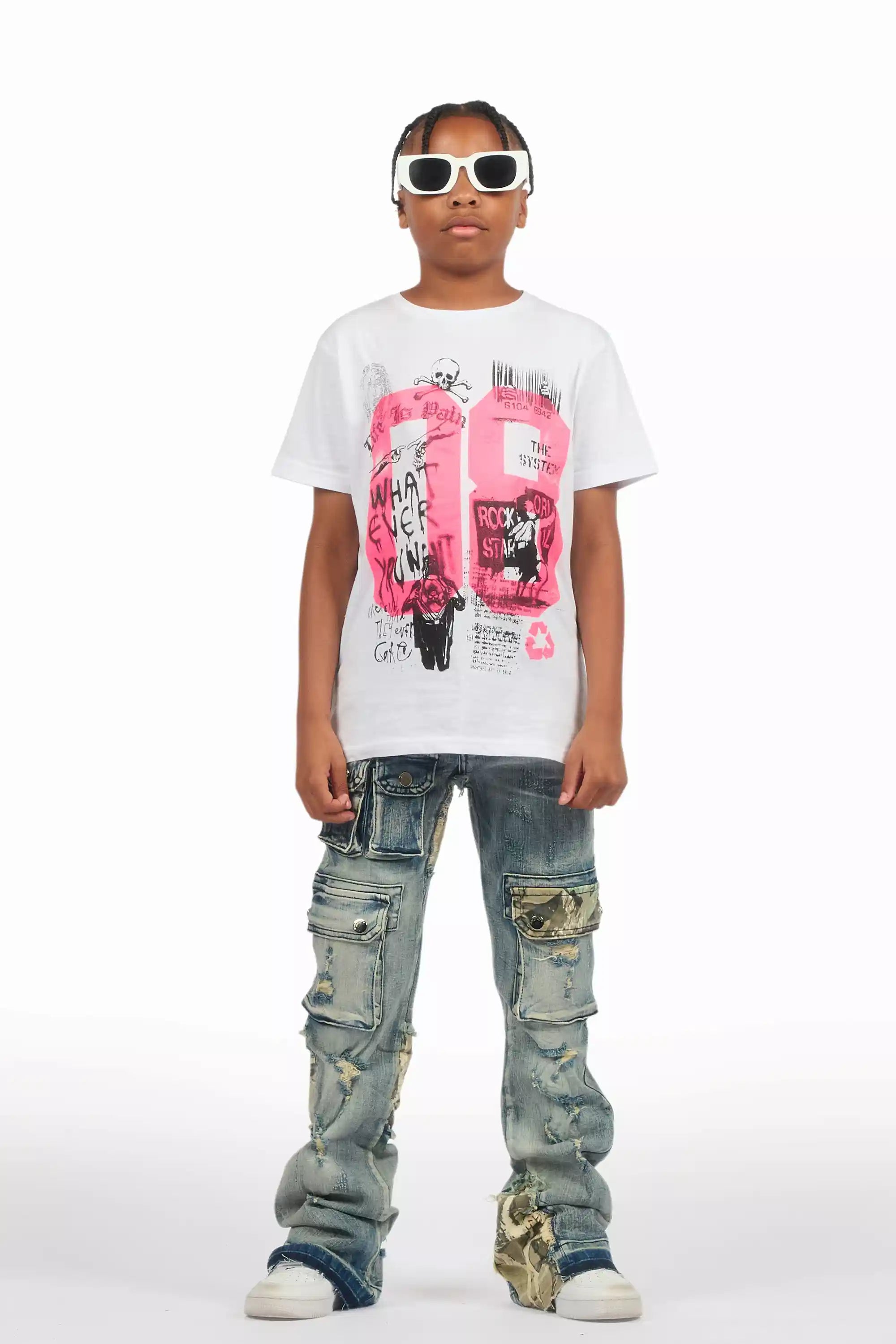 Boys Zeta Blue Stacked Flare Jean