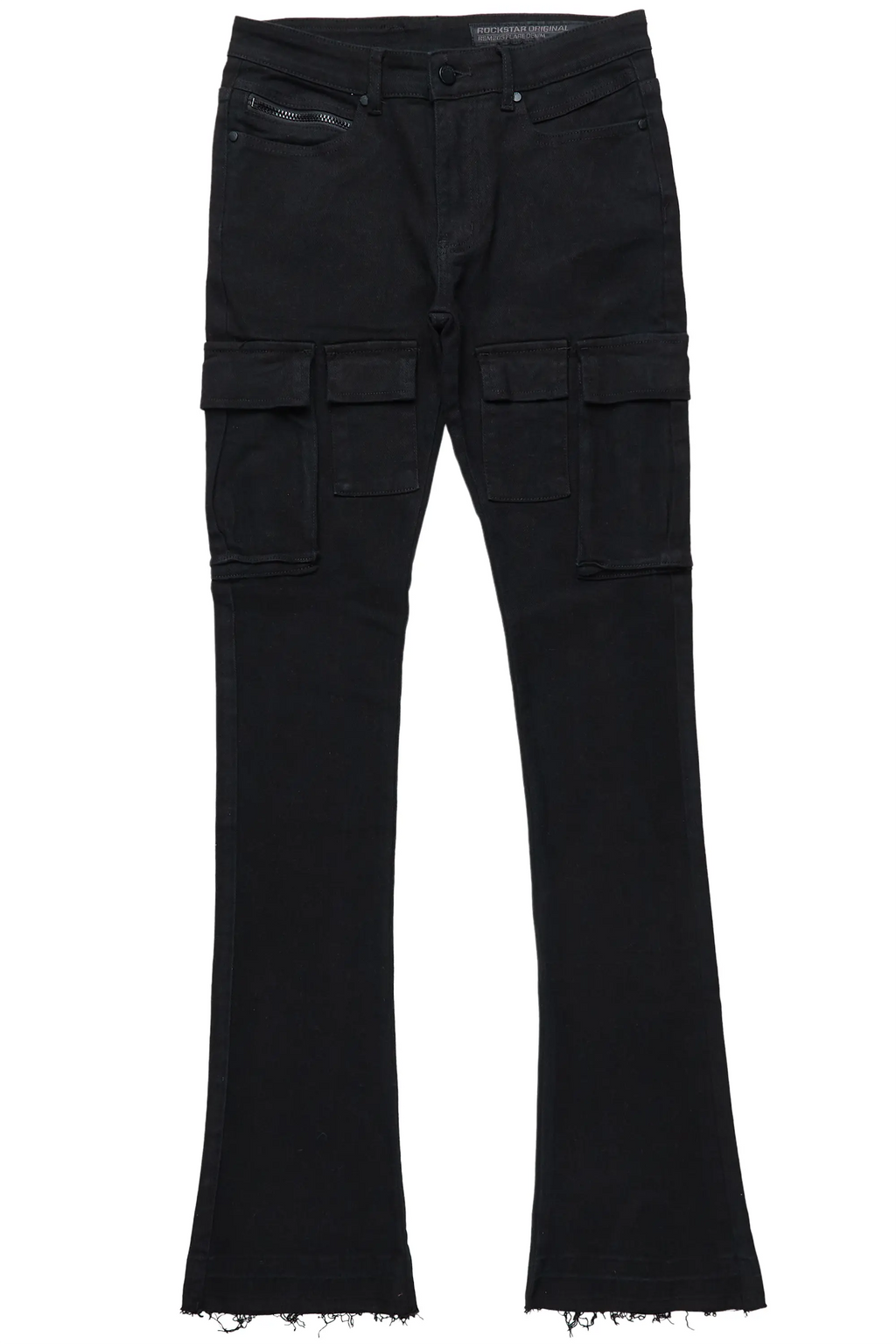 Sarg Black Cargo Stacked Flare Jean
