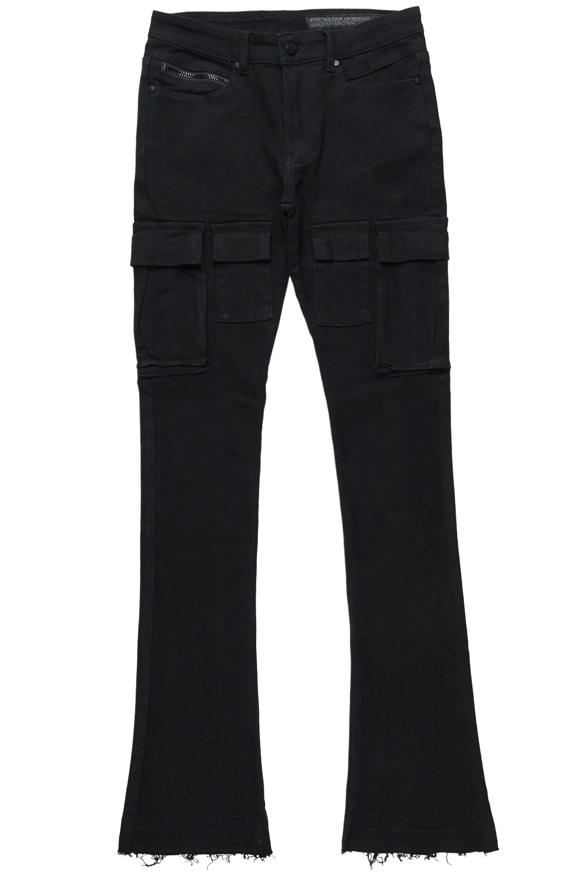 Sarg Black Cargo Stacked Flare Jean