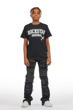 Boys Folant Black Slim Stacked Flare Jean