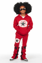 Girls Sargie Burgundy Stacked Pant Set