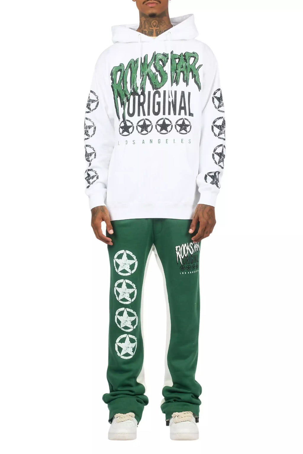 Wizzurd White/Green Hoodie Stacked Track Set