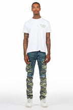 Lake White/Green T-Shirt & Denka Dark Blue Slim Jean Bundle