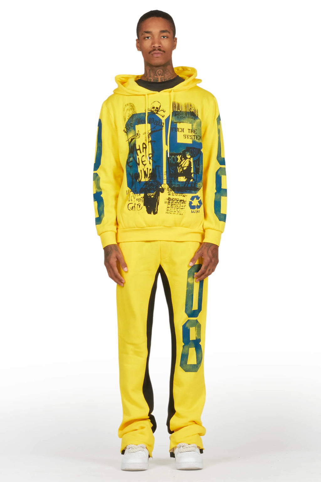 Grill Yellow Hoodie Baggy Track Pant Set