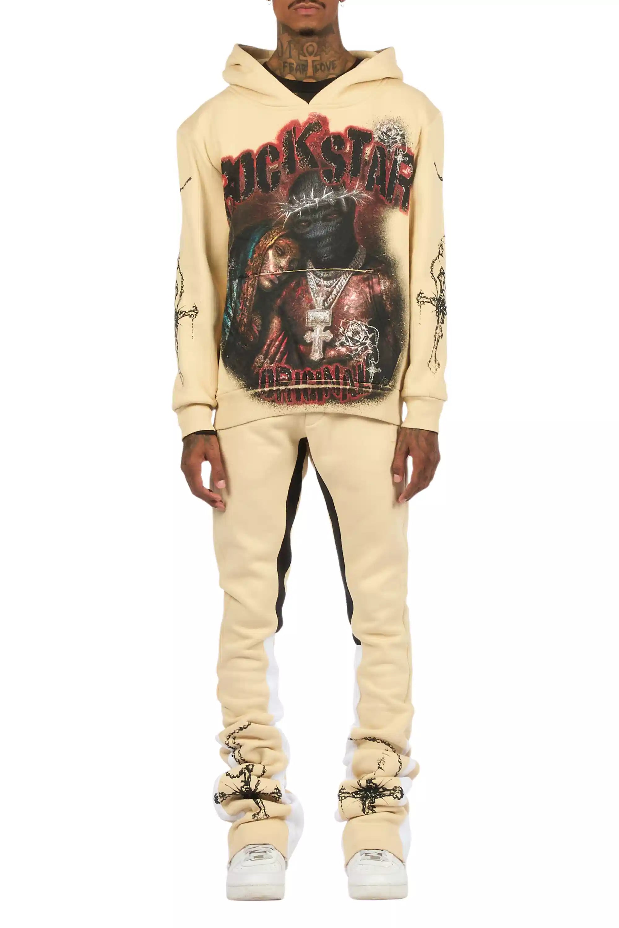 Vontae Beige/Black Hoodie/Super Stacked Track Set