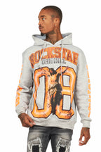 Fields Grey/Orange Distressed Graphic Hoodie