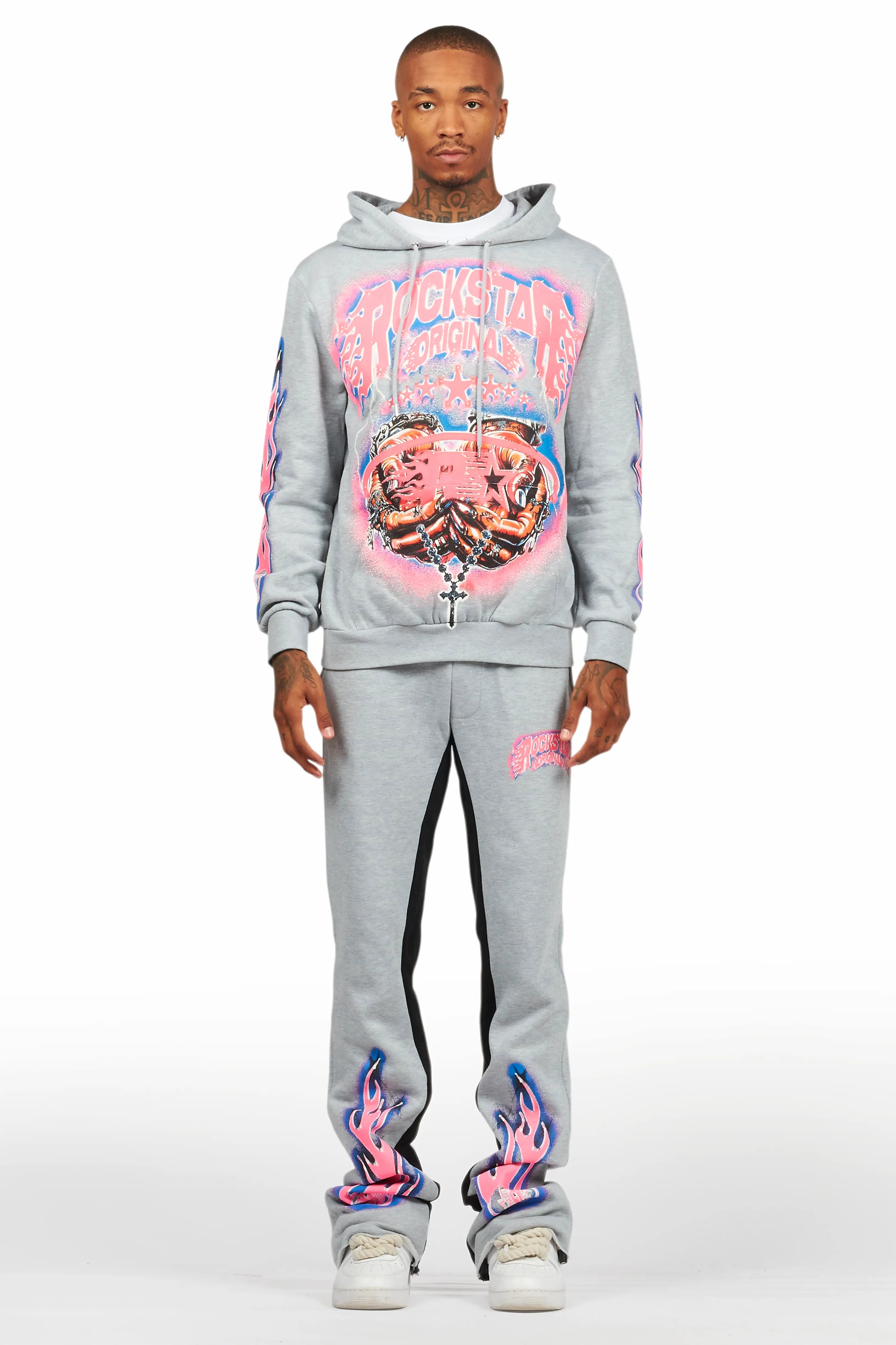 Cairo Heather Grey Hoodie/Baggy Track Pant Set